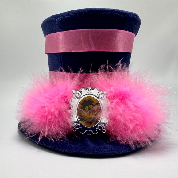Disney Parks Alice in Wonderland Mad Hatter Cheshire Cat Mini Velvet Top Hat - Picture 1 of 10